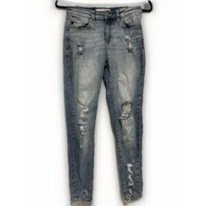 KanCan Kaleigh Mid Rise Ankle Skinny Jeans Size 7/27 Distressed KC8373M Med Wash